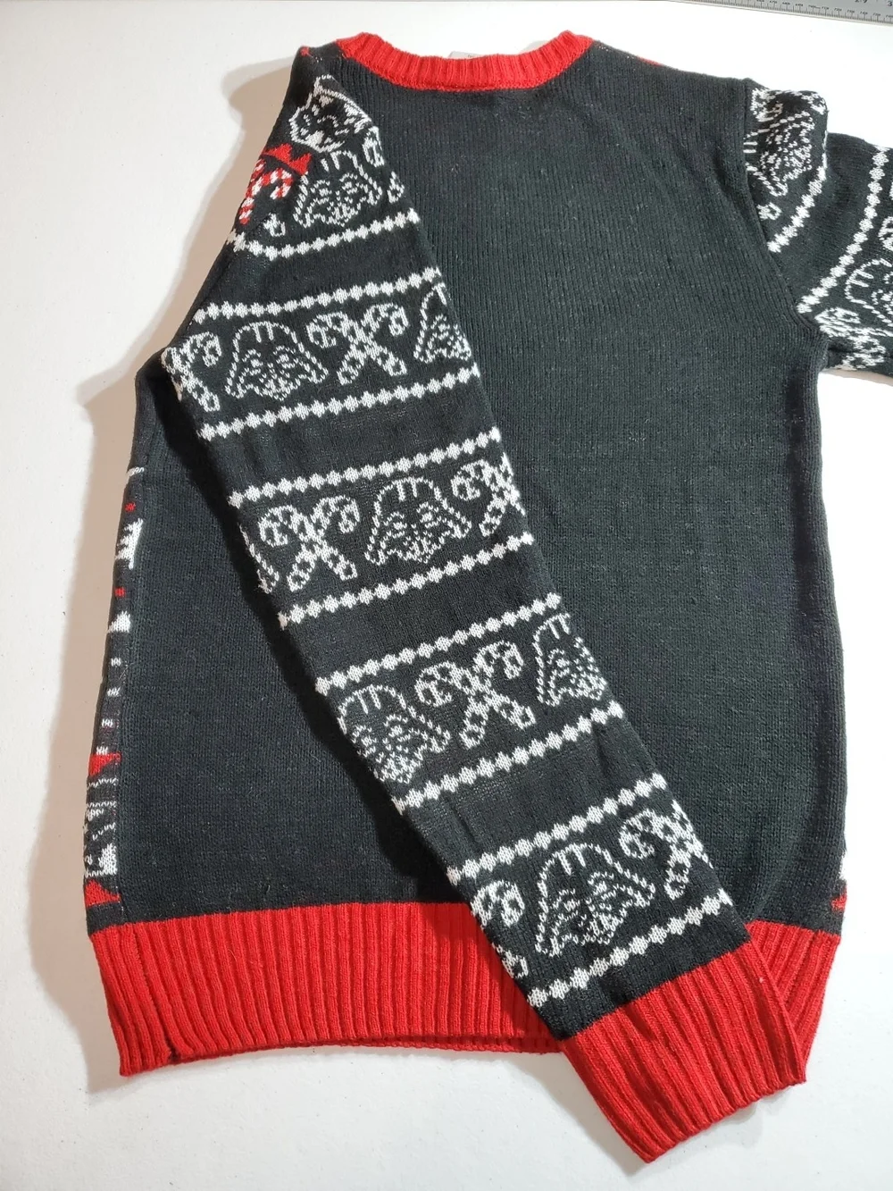 Star Wars Men's Sm (34-36) Black & Red Darth Vader Holiday Sweater